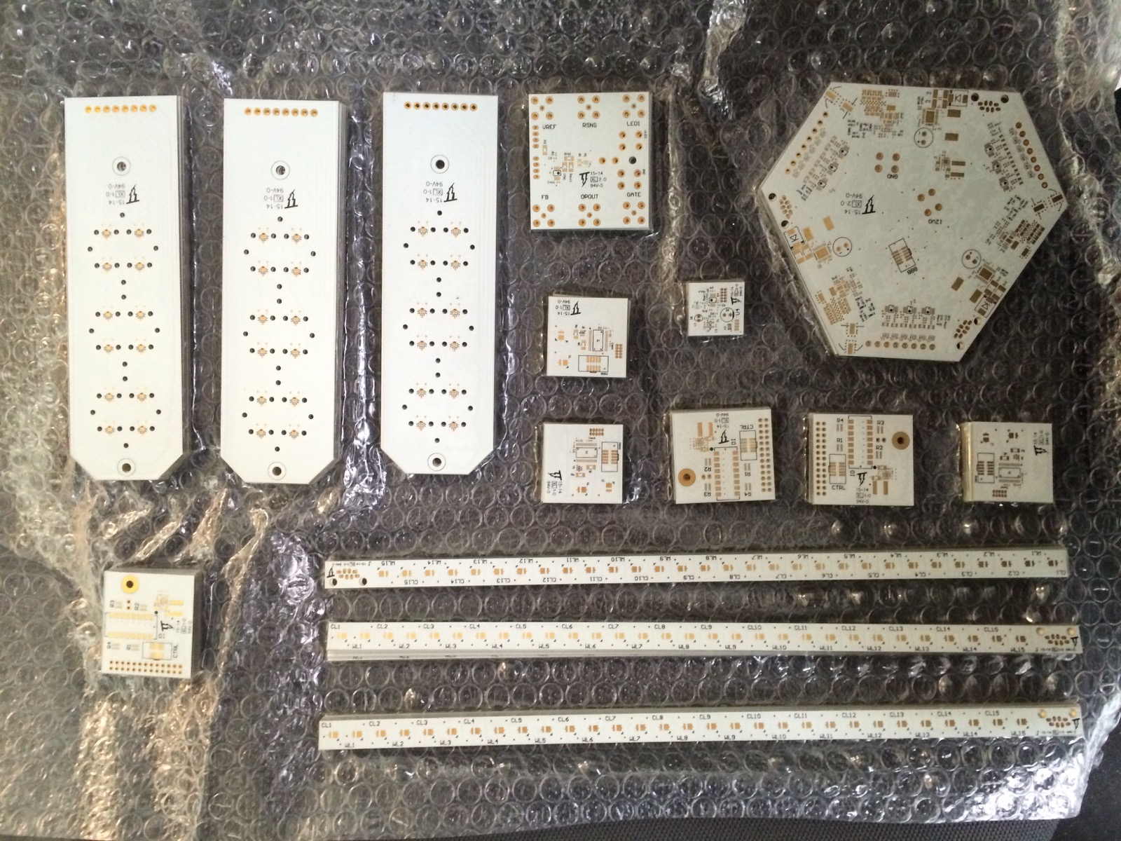 First round of pre-production PCBs for triangular series